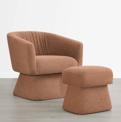 Sally Pleated Swivel Accent Chair with Ottoman