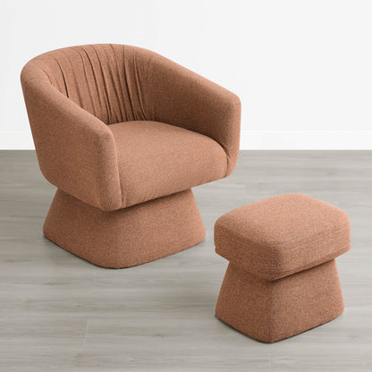 Sally Pleated Swivel Accent Chair with Ottoman
