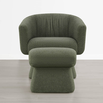 Sally Pleated Swivel Accent Chair with Ottoman