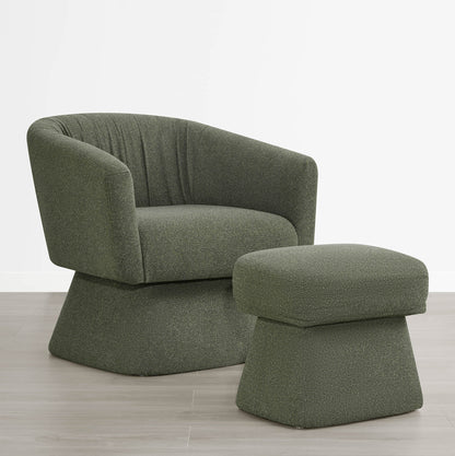 Sally Pleated Swivel Accent Chair with Ottoman