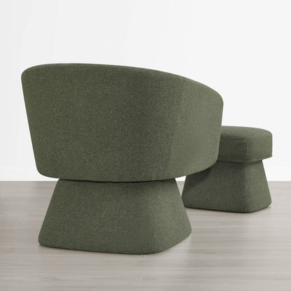 Sally Pleated Swivel Accent Chair with Ottoman