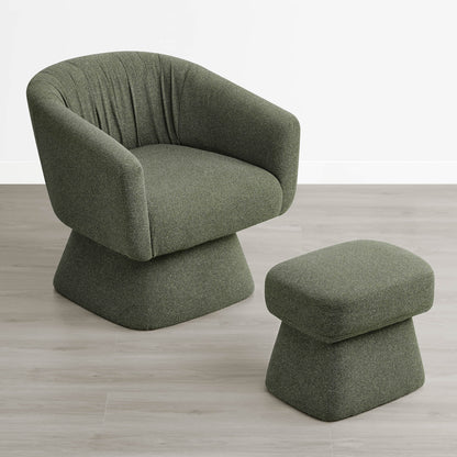 Sally Pleated Swivel Accent Chair with Ottoman