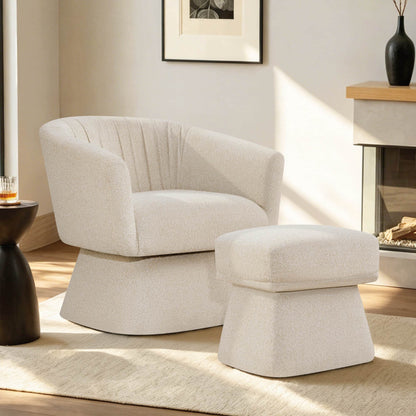 Sally Pleated Swivel Accent Chair with Ottoman