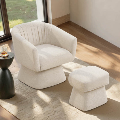 Sally Pleated Swivel Accent Chair with Ottoman
