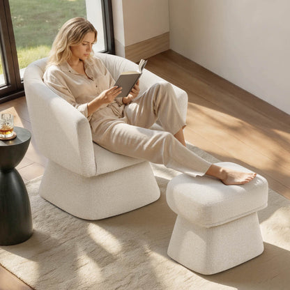 Sally Pleated Swivel Accent Chair with Ottoman