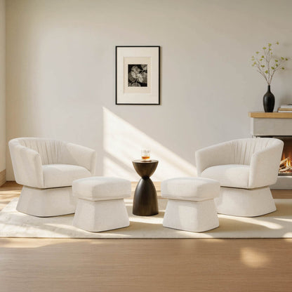 Sally Pleated Swivel Accent Chair with Ottoman