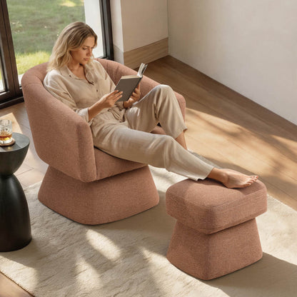 Sally Pleated Swivel Accent Chair with Ottoman