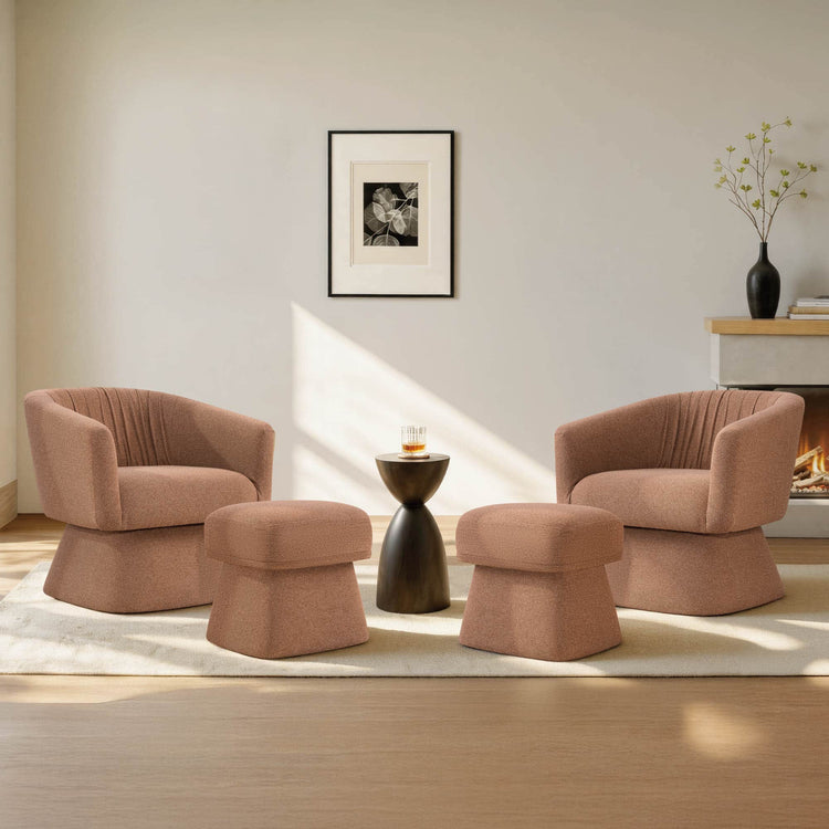 Sally Pleated Swivel Accent Chair with Ottoman