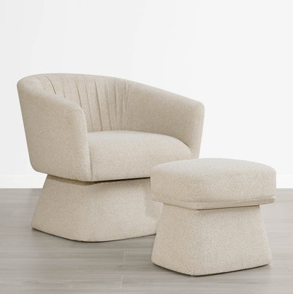 Sally Pleated Swivel Accent Chair with Ottoman