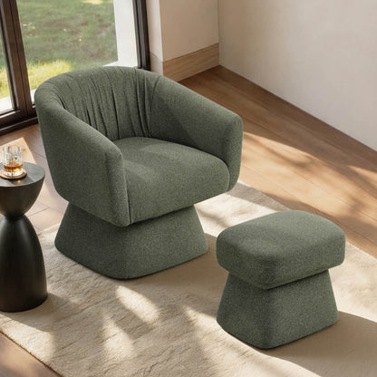 Sally Pleated Swivel Accent Chair with Ottoman