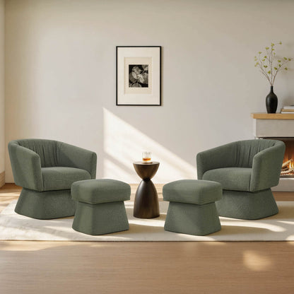 Sally Pleated Swivel Accent Chair with Ottoman