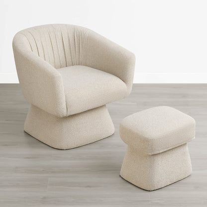 Sally Pleated Swivel Accent Chair with Ottoman