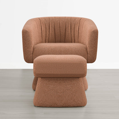 Sally Pleated Swivel Accent Chair with Ottoman