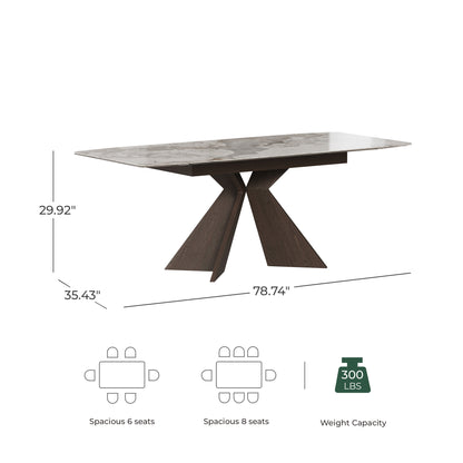 Sean Extendable Pandora Sintered Stone Dining Table,55"-79"