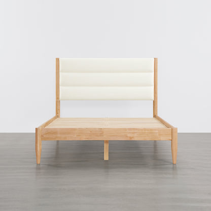 Solace Solid Wood Boucle Upholstered Bed