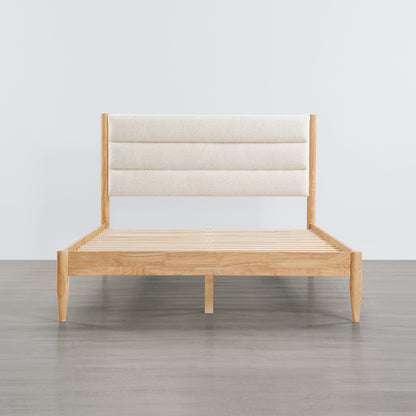 Solace Solid Wood Boucle Upholstered Bed