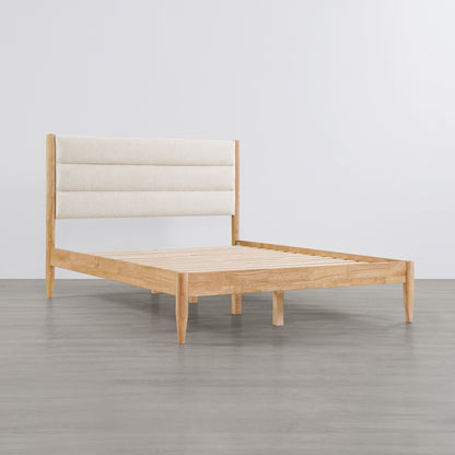 Solace Solid Wood Boucle Upholstered Bed