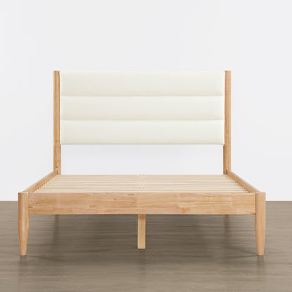 Solace Solid Wood Boucle Upholstered Bed