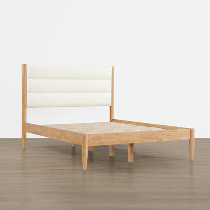 Solace Solid Wood Boucle Upholstered Bed
