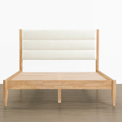 Solace Solid Wood Boucle Upholstered Bed