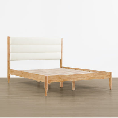 Solace Solid Wood Boucle Upholstered Bed