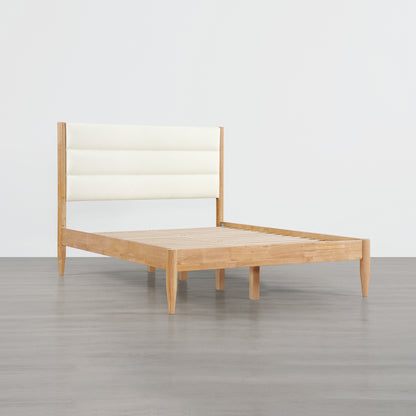 Solace Solid Wood Boucle Upholstered Bed