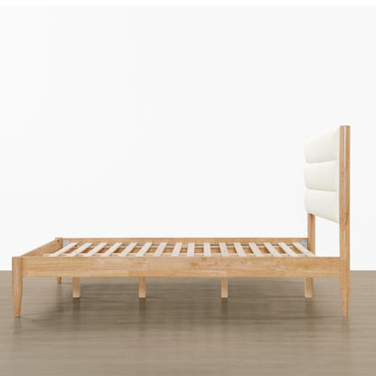 Solace Solid Wood Boucle Upholstered Bed