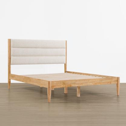 Solace Solid Wood Boucle Upholstered Bed