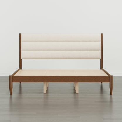 Solace Solid Wood Boucle Upholstered Bed