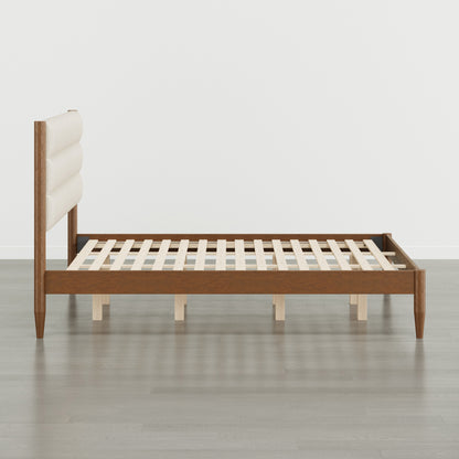 Solace Solid Wood Boucle Upholstered Bed