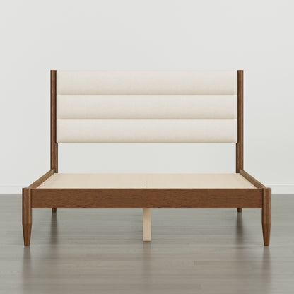 Solace Solid Wood Boucle Upholstered Bed