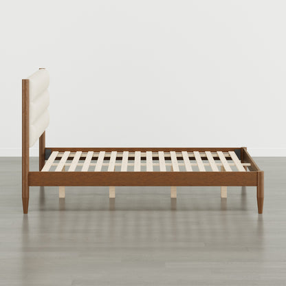 Solace Solid Wood Boucle Upholstered Bed