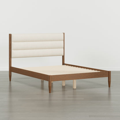 Solace Solid Wood Boucle Upholstered Bed