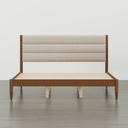 Solace Solid Wood Boucle Upholstered Bed