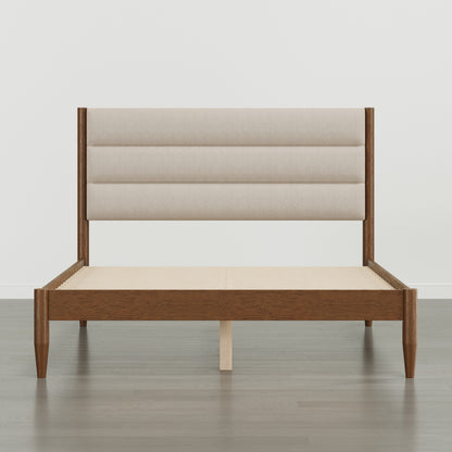 Solace Solid Wood Boucle Upholstered Bed