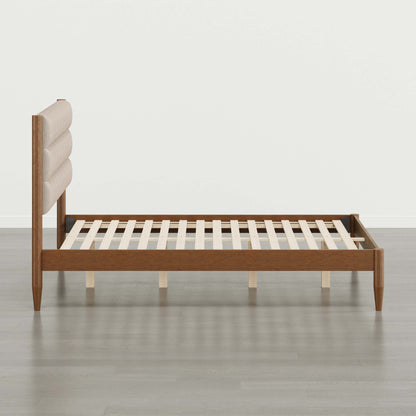 Solace Solid Wood Boucle Upholstered Bed