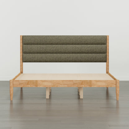 Solace Solid Wood Boucle Upholstered Bed