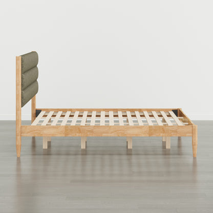 Solace Solid Wood Boucle Upholstered Bed