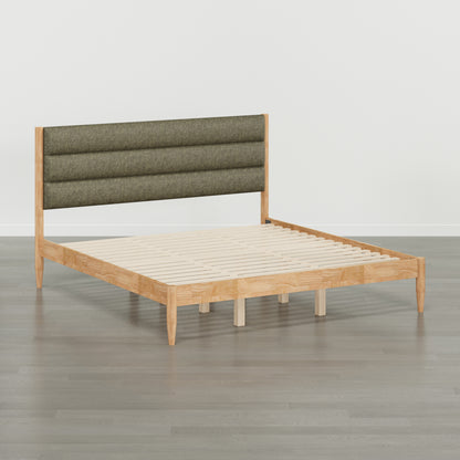 Solace Solid Wood Boucle Upholstered Bed