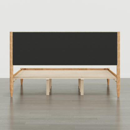 Solace Solid Wood Boucle Upholstered Bed