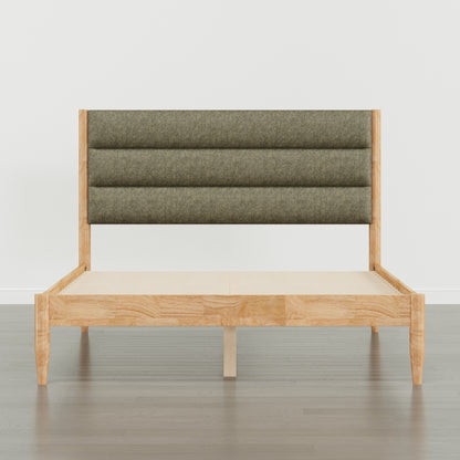 Solace Solid Wood Boucle Upholstered Bed