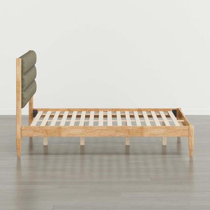 Solace Solid Wood Boucle Upholstered Bed