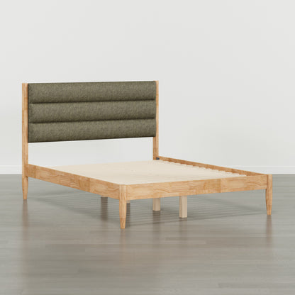 Solace Solid Wood Boucle Upholstered Bed