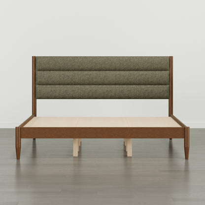 Solace Solid Wood Boucle Upholstered Bed