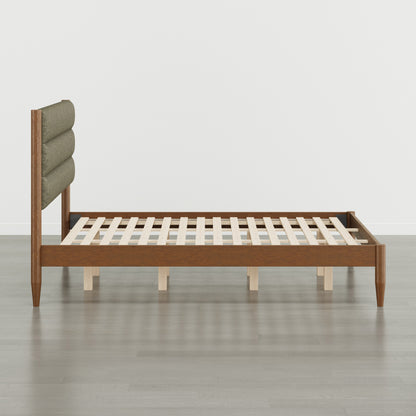 Solace Solid Wood Boucle Upholstered Bed