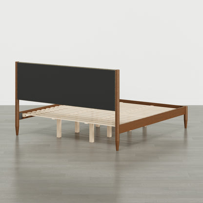 Solace Solid Wood Boucle Upholstered Bed