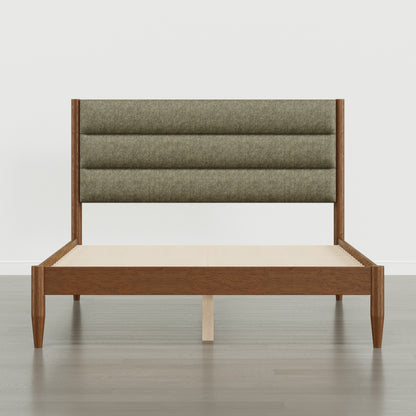 Solace Solid Wood Boucle Upholstered Bed