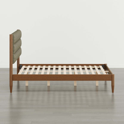 Solace Solid Wood Boucle Upholstered Bed