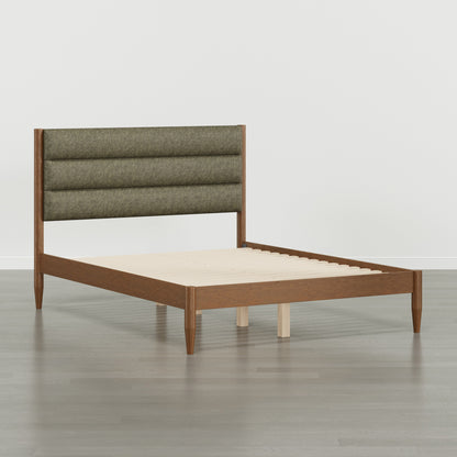 Solace Solid Wood Boucle Upholstered Bed