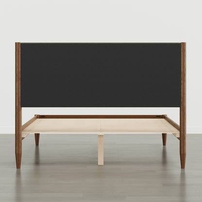 Solace Solid Wood Boucle Upholstered Bed